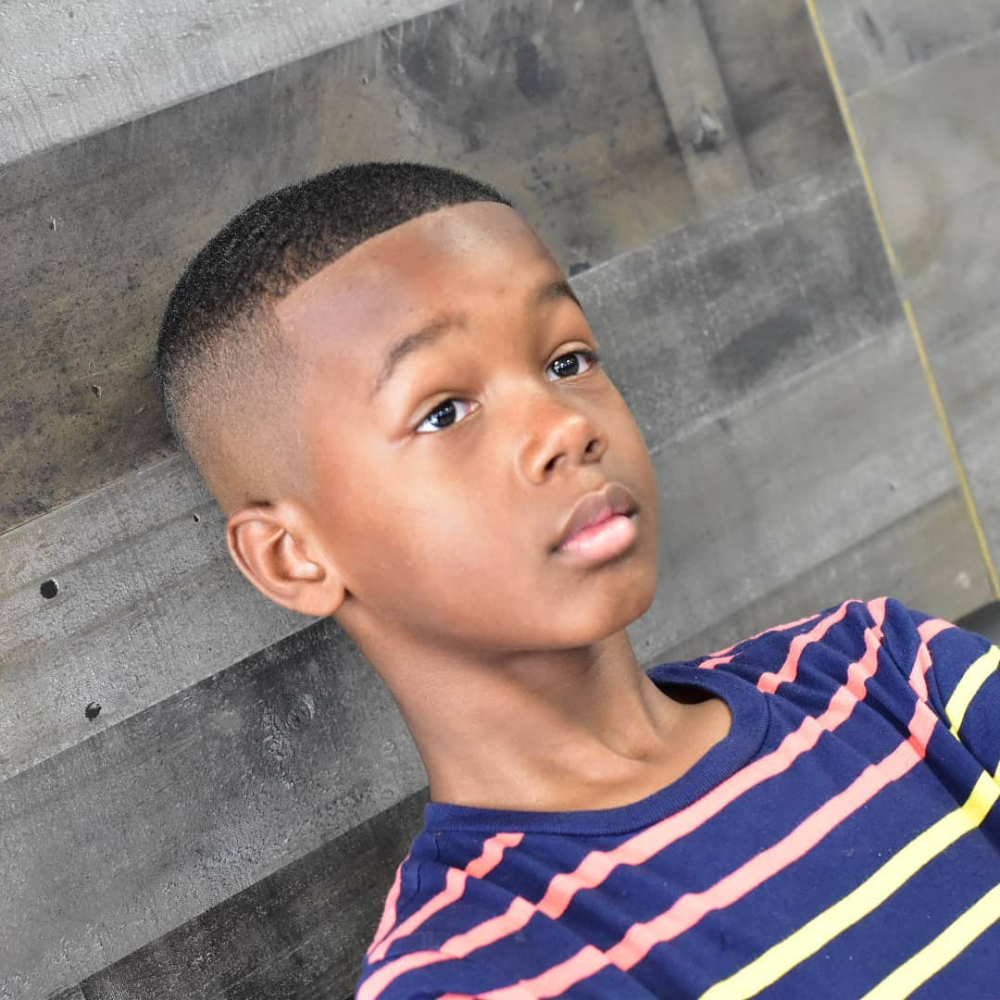 young black child with fade, lineup, caesar cut